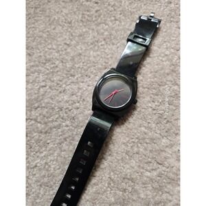 Vtg Nixon Time Teller Mens Watch Black Red Dial Quartz Skate Streetwear Y2K